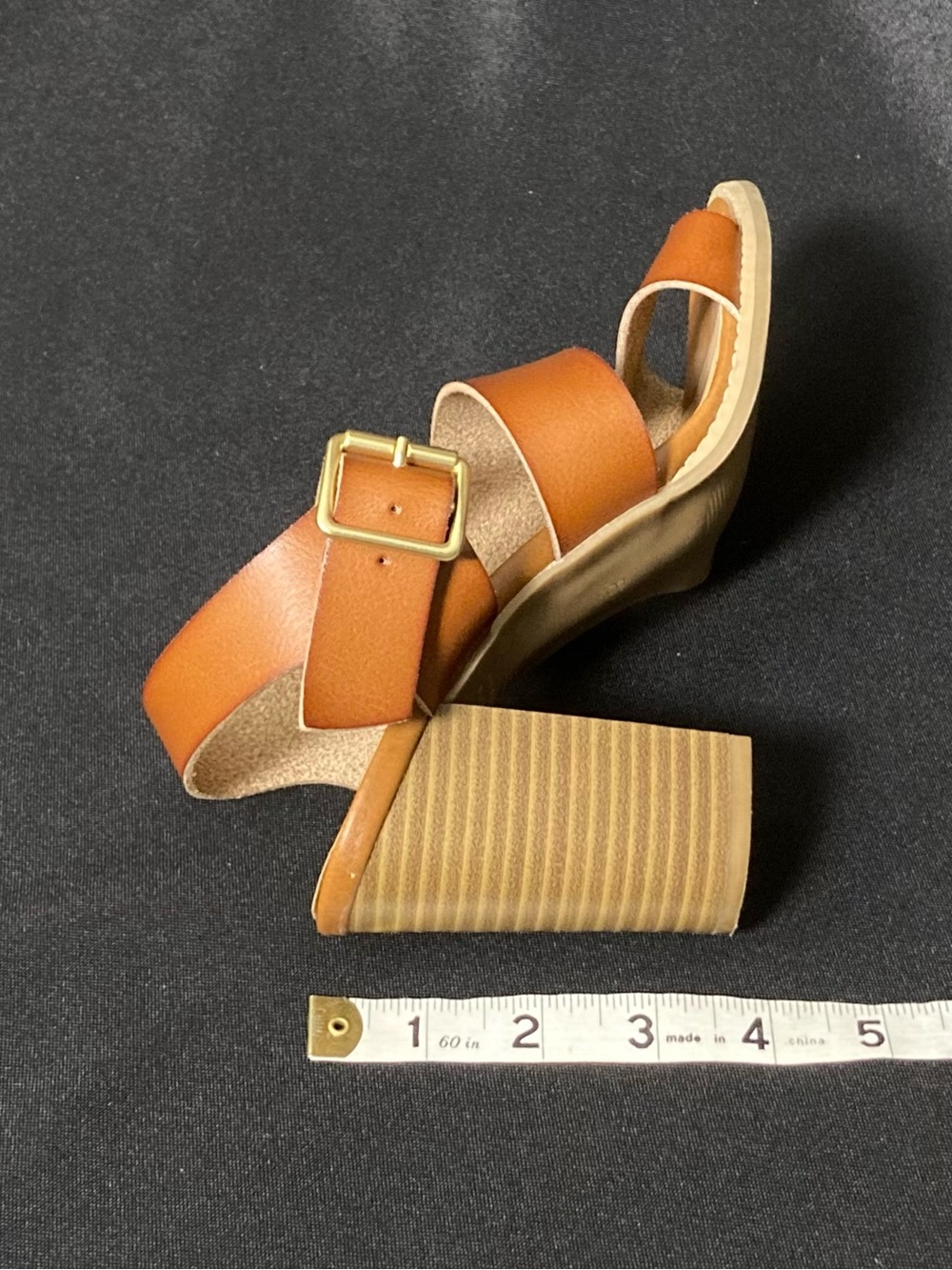 Old Navy Brown Faux Leather High Heel Buckle Strap Sandals Size 8 - Picture 12 of 14